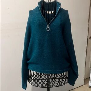 Belle Du Jour Blue Cowl Neck Sweater with Knit Texture